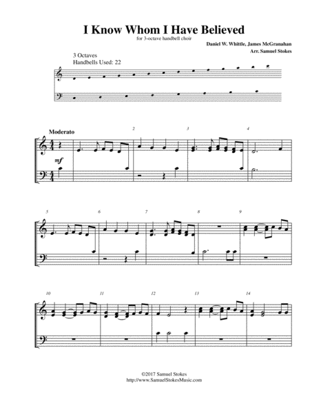 Free Sheet Music I Know Whom I Have Believed For 3 Octave Handbell Choir