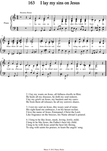 I Lay My Sins On Jesus A New Tune To A Wonderful Old Hymn Sheet Music