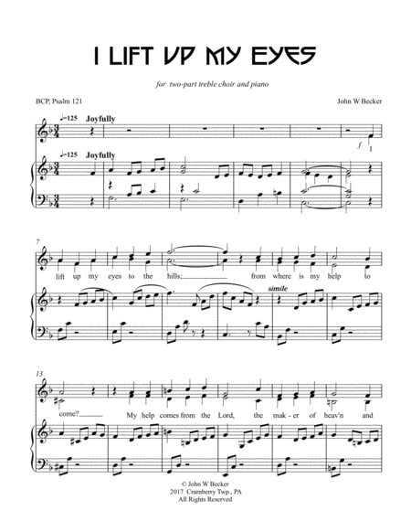 I Lift Up My Eyes Sheet Music