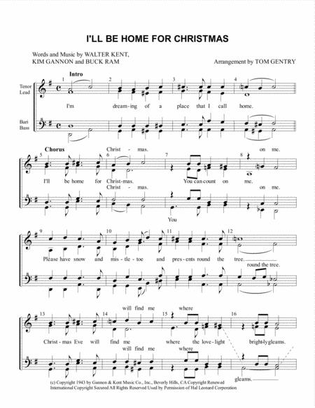 Free Sheet Music I Ll Be Home For Christmas Ssaa