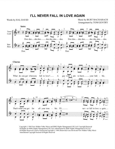 I Ll Never Fall In Love Again Ssaa Sheet Music