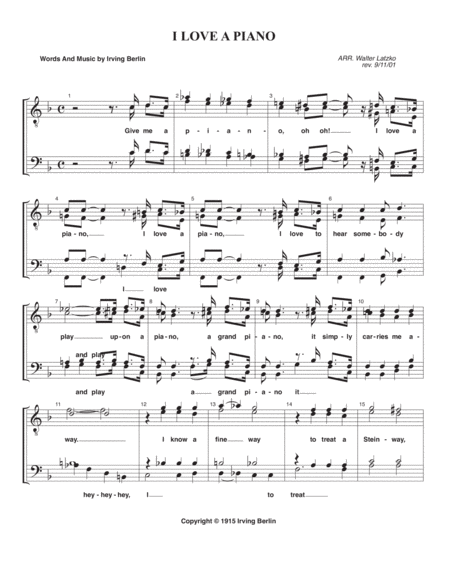 I Love A Piano Sheet Music