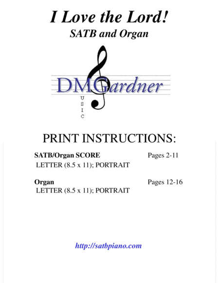 Free Sheet Music I Love The Lord Satb And Organ