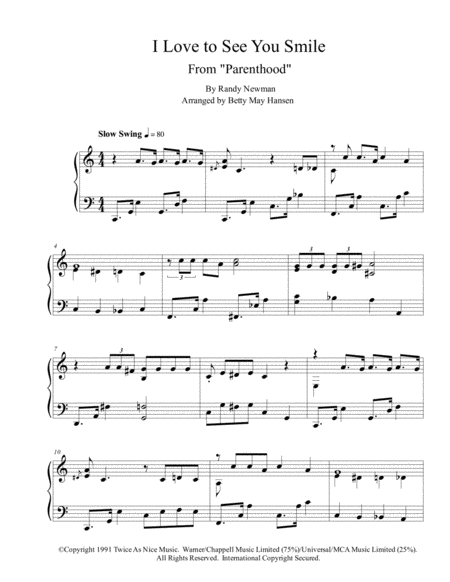 Free Sheet Music I Love To See You Smile From Parenthood