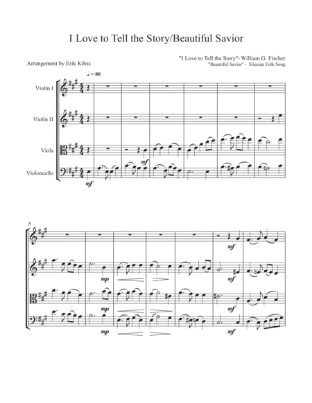 I Love To Tell The Story Beautiful Savior String Quartet Sheet Music