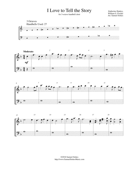 Free Sheet Music I Love To Tell The Story For 3 Octave Handbell Choir