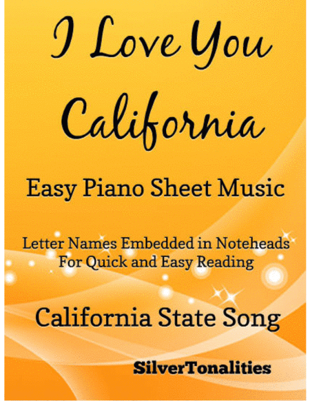 I Love You California Easy Piano Sheet Music Sheet Music