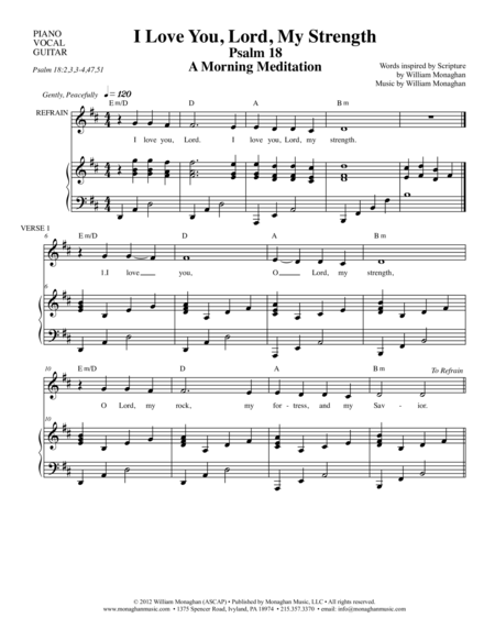 Free Sheet Music I Love You Lord My Strength Psalm 18