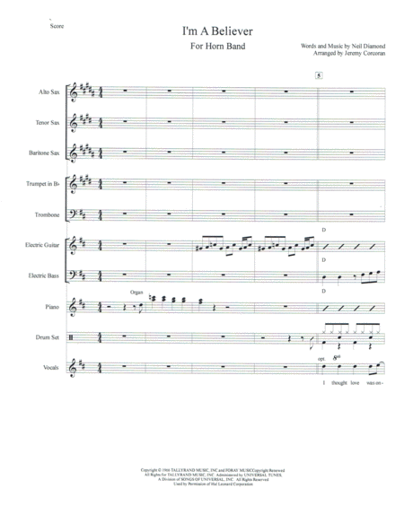 I M A Believer For Rock Band With Horns Sheet Music