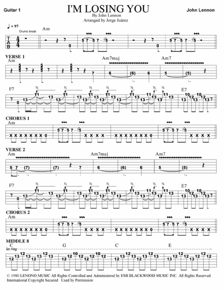 Free Sheet Music I M Losing You Guitar Tab