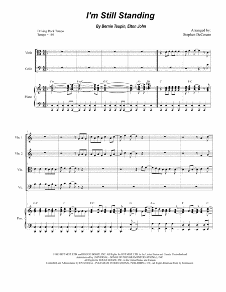 Free Sheet Music I M Still Standing For String Quartet And Piano