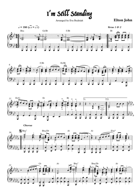 I M Still Standing Groovy Piano Original Key Bbm Sheet Music