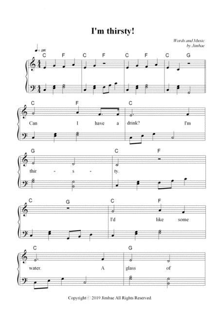 Free Sheet Music I M Thirsty Nursery Rhymes For Easy Piano