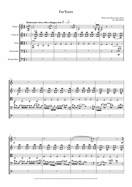 Free Sheet Music I M Yours For String Orchestra