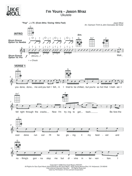 I M Yours Ukulele Sheet Music