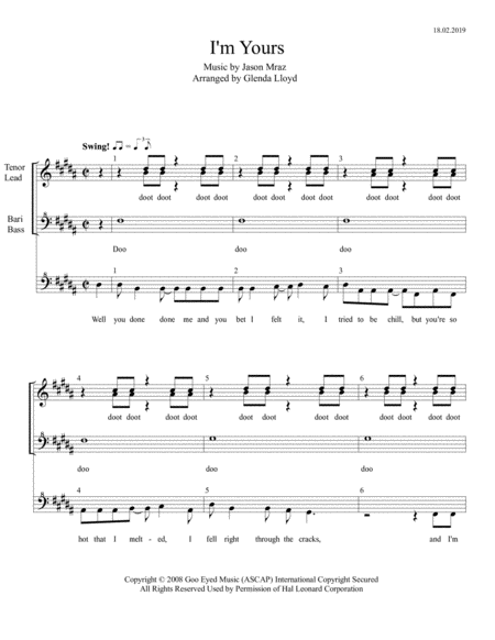 Free Sheet Music I M Yours
