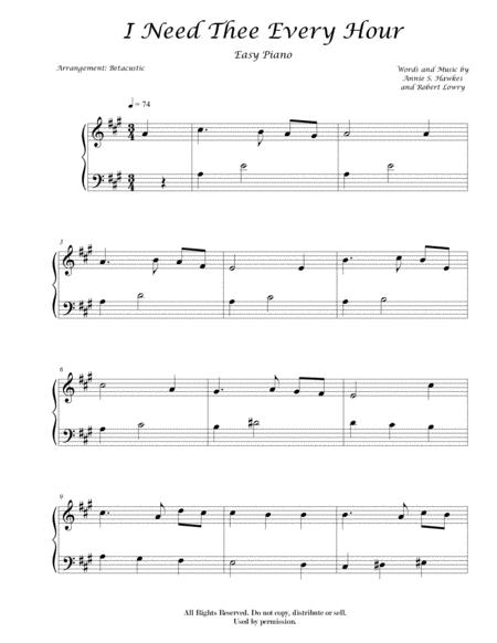 Free Sheet Music I Need Thee Every Hour Sheet Music Easy