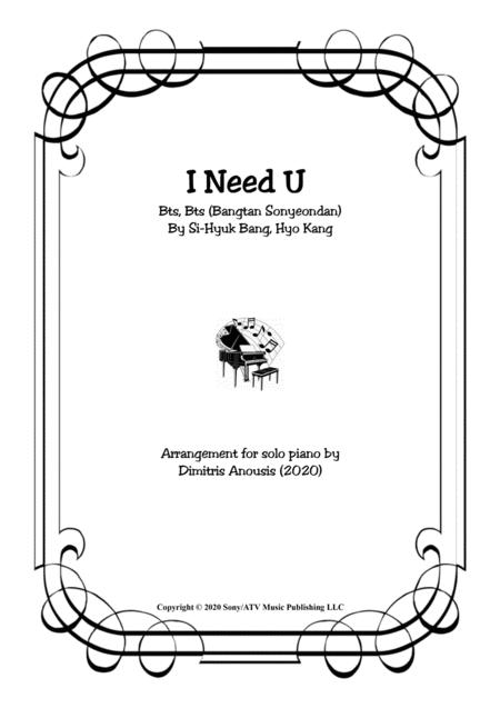 Free Sheet Music I Need U Bts Amazing Solo Piano Arrangement