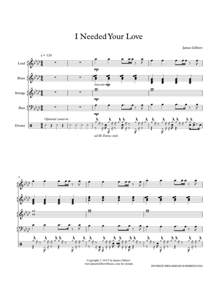 Free Sheet Music I Needed Your Love Ie053