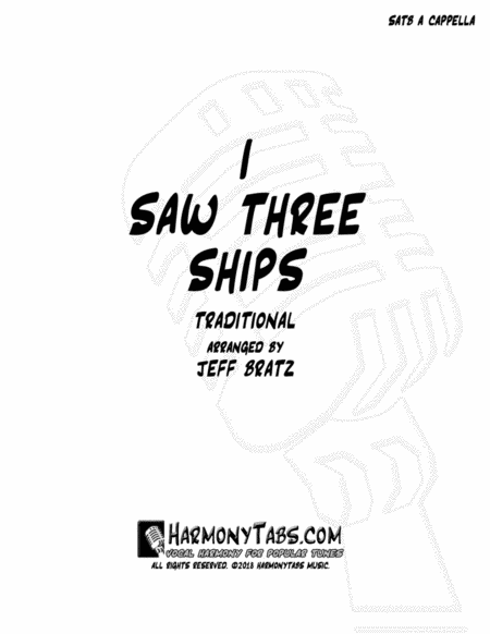 I Saw Three Ships Satb A Cappella Sheet Music