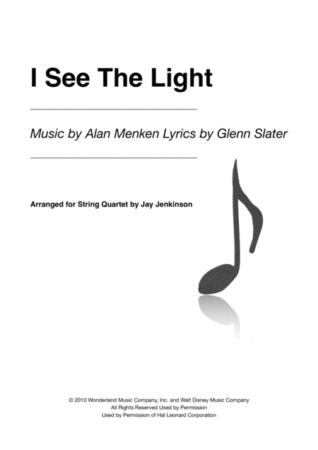 Free Sheet Music I See The Light For String Quartet