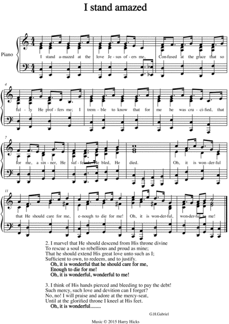 I Stand Amazed A New Tune To A Wonderful Old Hymn Sheet Music