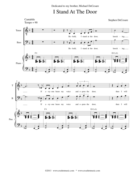 Free Sheet Music I Stand At The Door
