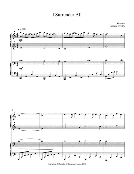 I Surrender All 1 Piano 4 Hands Sheet Music