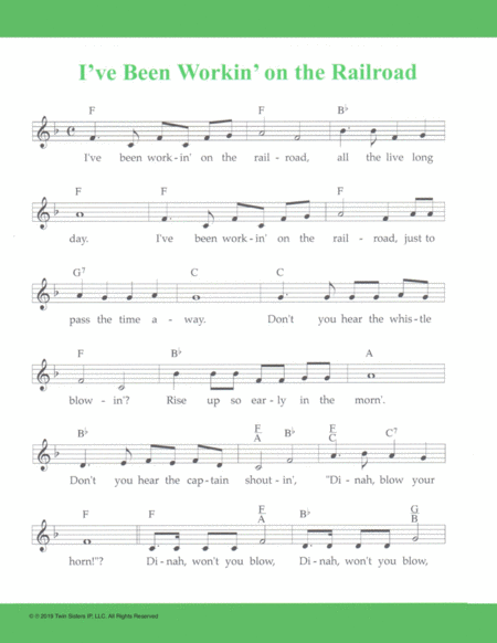 Free Sheet Music I Ve Been Workin On The Railroad