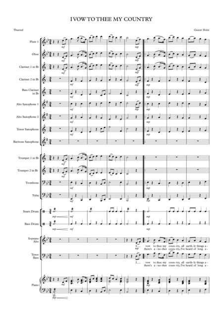 Free Sheet Music I Vow To Thee My Country