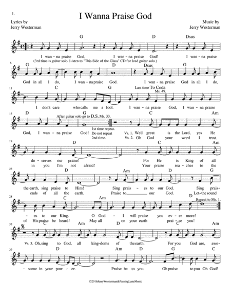 Free Sheet Music I Wanna Praise God