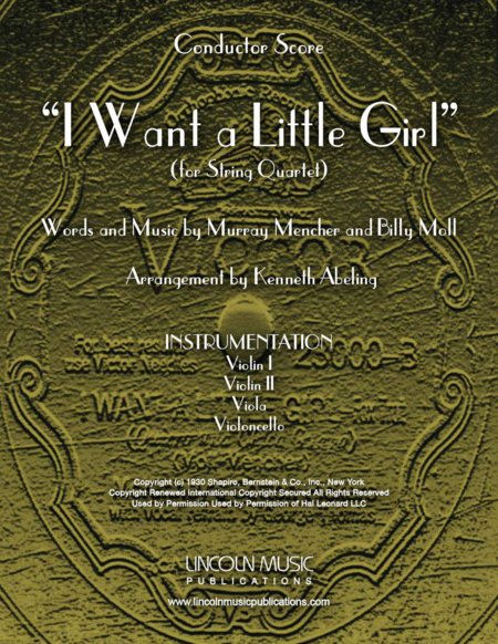 Free Sheet Music I Want A Little Girl For String Quartet