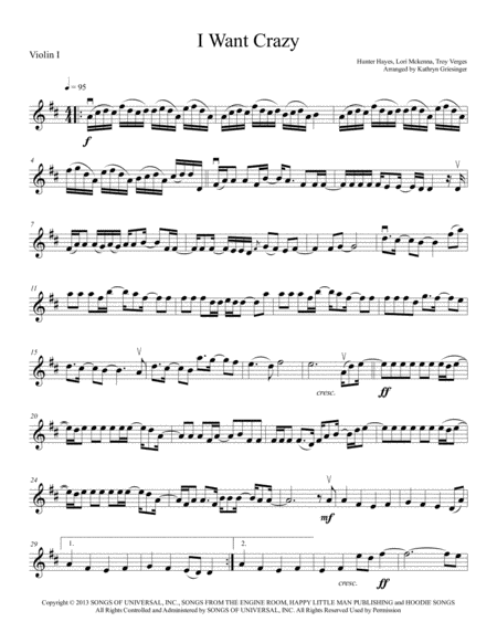 I Want Crazy String Quartet Sheet Music