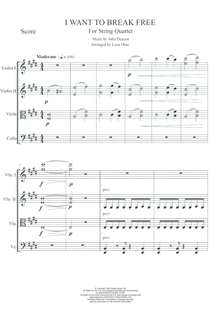 Free Sheet Music I Want To Break Free String Quartet