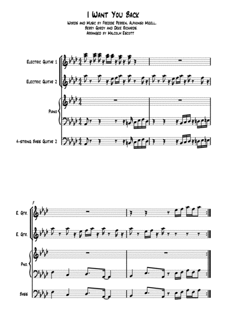 Free Sheet Music I Want You Back For Rock Ensemble