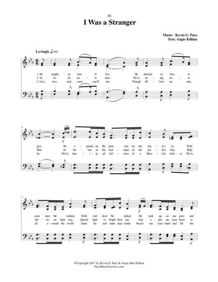 I Was A Stranger An Original Hymn Sheet Music