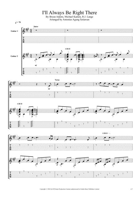 I Will Always Be Right There Duet Guitar Tablature Sheet Music