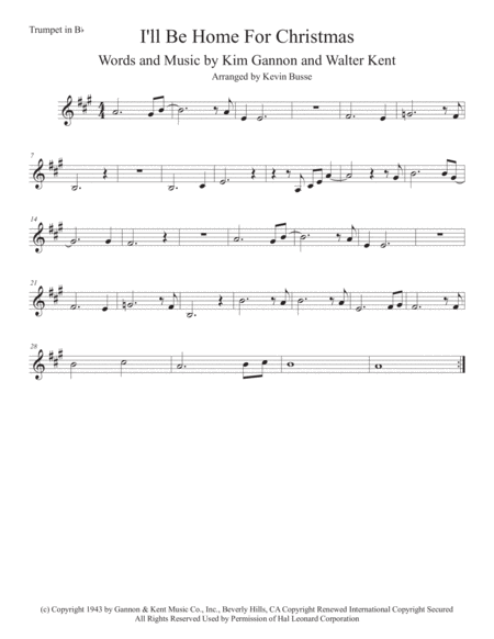 Free Sheet Music I Will Be Home For Christmas Original Key Trumpet