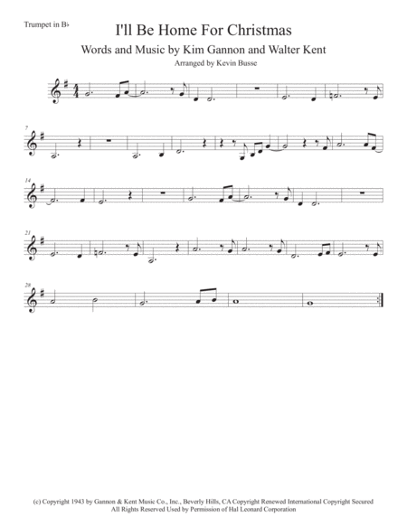 Free Sheet Music I Will Be Home For Christmas Trumpet