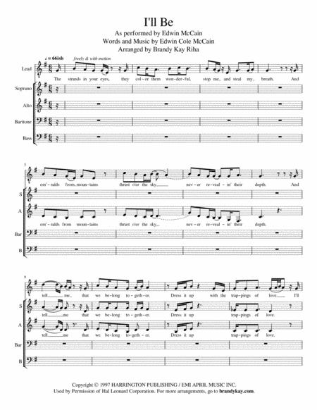 Free Sheet Music I Will Be Satb A Cappella