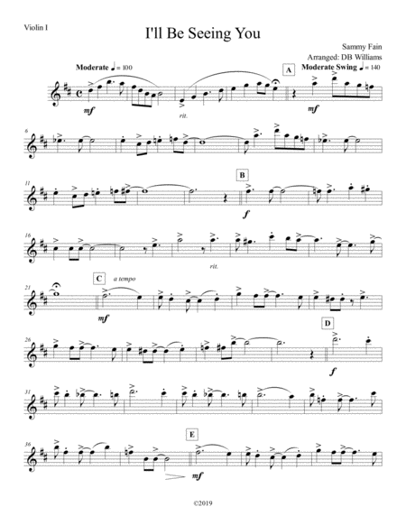 Free Sheet Music I Will Be Seeing You Violin 1