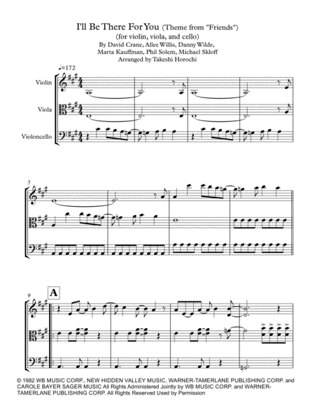 I Will Be There For You Theme From Friends String Trio Sheet Music