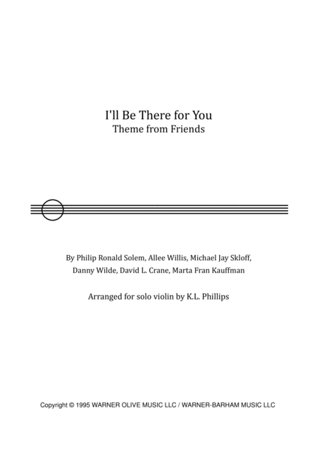 I Will Be There For You Theme From Friends Violin Solo Sheet Music