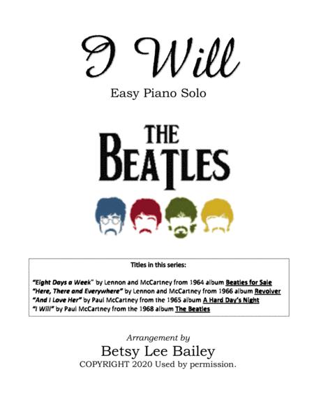 I Will Easy Piano Solo Sheet Music