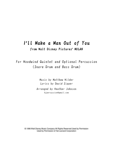 I Will Make A Man Out Of You Sheet Music