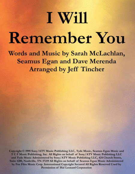 Free Sheet Music I Will Remember You