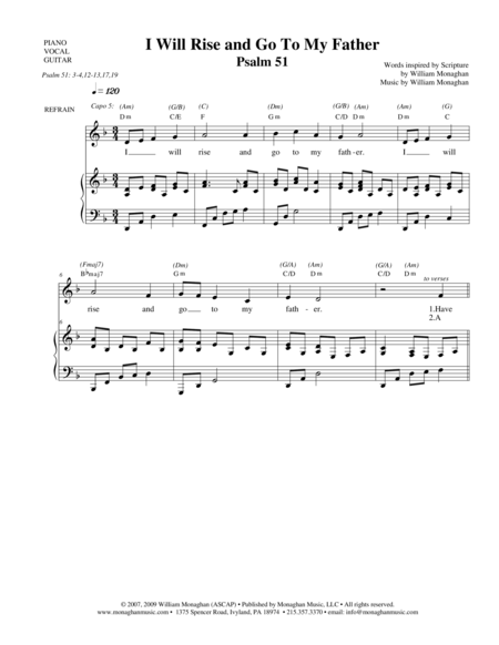 I Will Rise And Go To My Father Psalm 51 Sheet Music