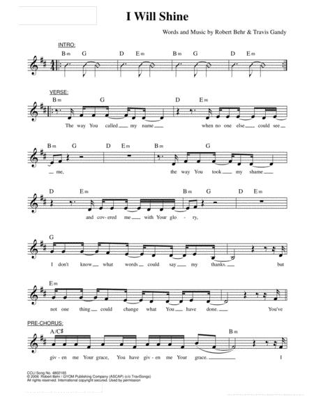 Free Sheet Music I Will Shine