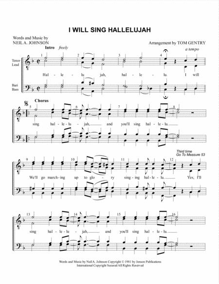 I Will Sing Hallelujah Ttbb Sheet Music