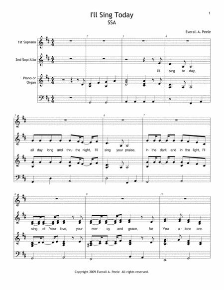 I Will Sing Today Includes Unlimited License To Copy Sheet Music